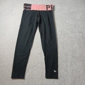 Pink Yoga Victoria's Secret | Black Mid Rise Sequin Foldover Leggings | Size S
